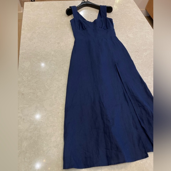 Reformation Seaside Linen In Danube Navy Dress Size 2 - Picture 10 of 15